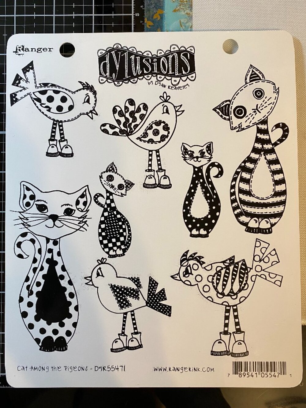 Dylusions Stamp Set: DYR55471-Cat Among the Pigeons